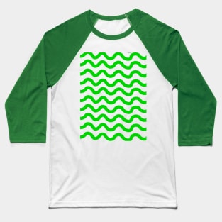 Green horizontal wavy lines pattern Baseball T-Shirt